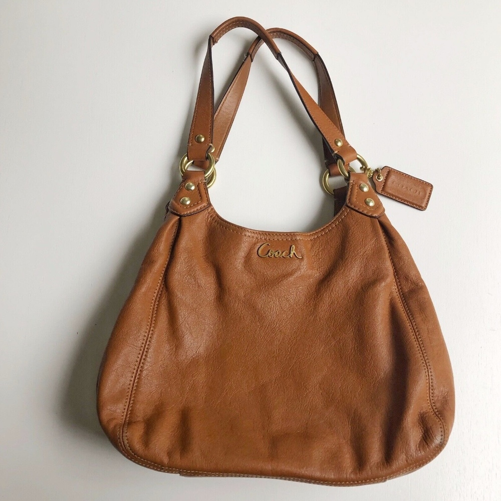 Coach Ashley Leather Cognac Brown Hobo Purse